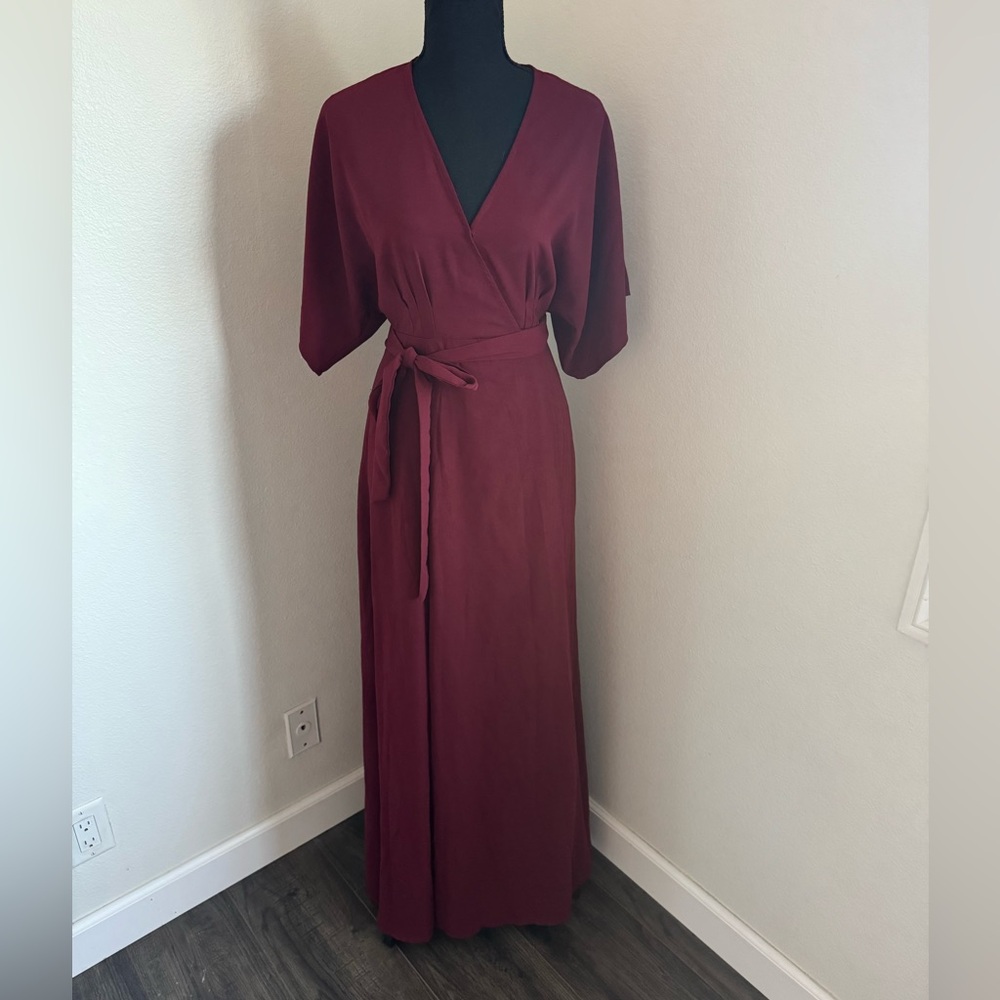 Aakaa Deep Red Maxi Wrap Dress